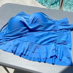 Blue 2-piece Push Up Underwire Bathing suit Swimsuit Skirted bottoms NEW…